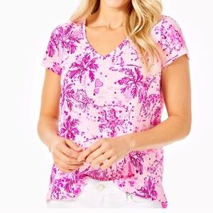 Lilly Pulitzer Etta Top In Pink Blossom Wild About You